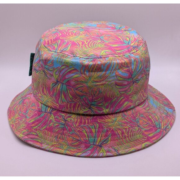 Buc-ee’s Adult Bucket Hat Beavers Pink Blue Palm Leaf Neon Colorful Rainbow - Picture 4 of 5